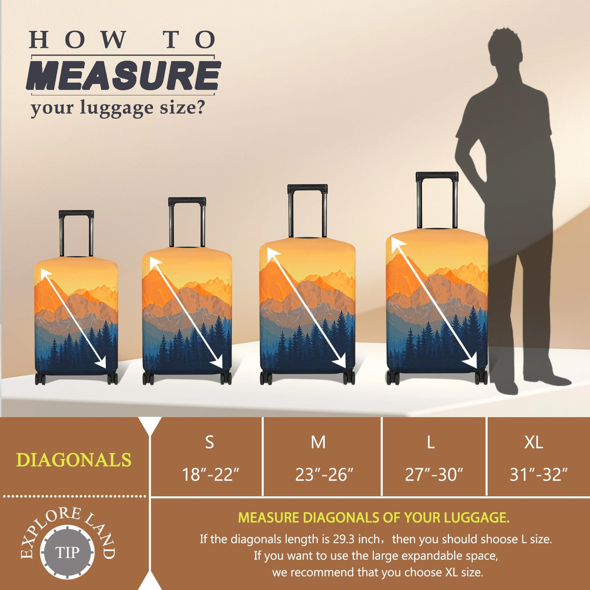 Protective Luggage Cover for 18–32 Inch Suitcases