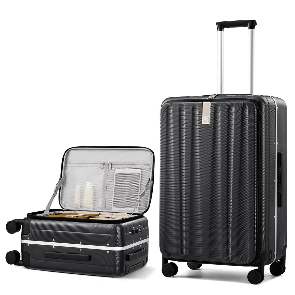 Hanke 16 20 24 26 Inch Carry On Suitcase PC Hardshell Luggage Top Open Aluminum Frame Rolling Suitcases with Wheels Travel Luggage for Womem Men