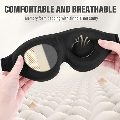 3D Contoured Blackout Sleep Mask with Adjustable Strap