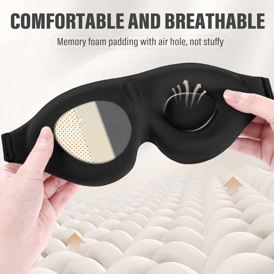 3D Contoured Blackout Sleep Mask with Adjustable Strap