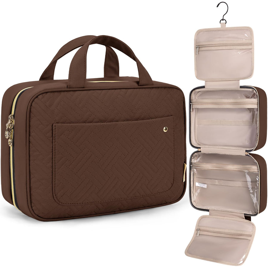 Water-Resistant Hanging Toiletry Bag with Full-Size Storage