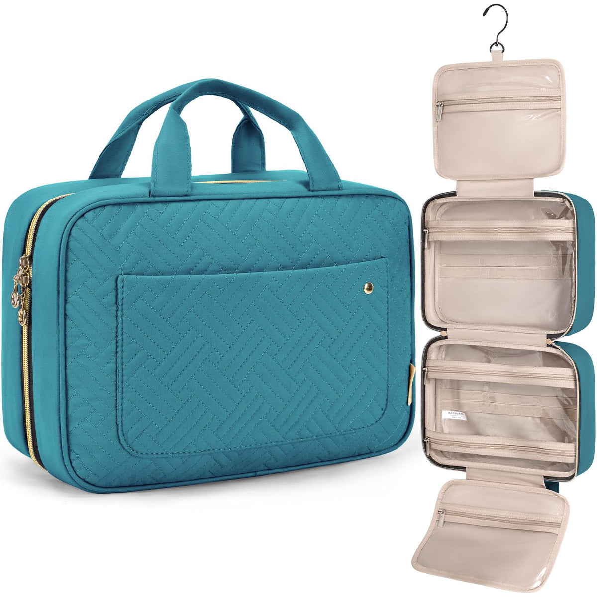 Water-Resistant Hanging Toiletry Bag with Full-Size Storage