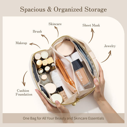Wide-Open Travel Makeup Bag with Organized Compartments