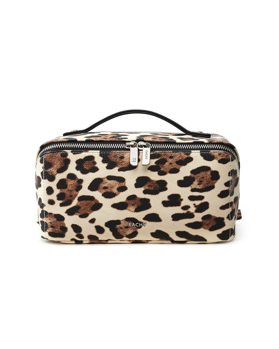 Large Flat-Open Travel Makeup Bag in Waterproof PU Leather