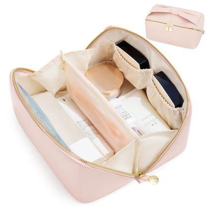 Wide-Open Travel Makeup Bag with Organized Compartments