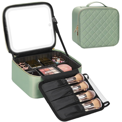 Travel Makeup Case with Built-In LED Mirror