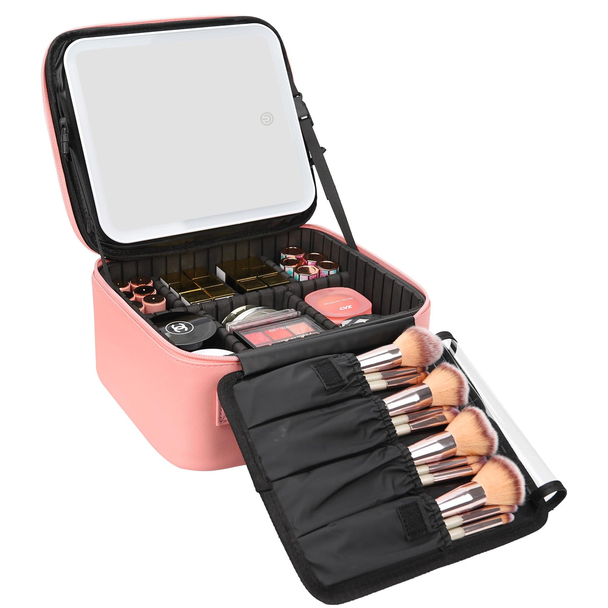 Travel Makeup Case with Built-In LED Mirror