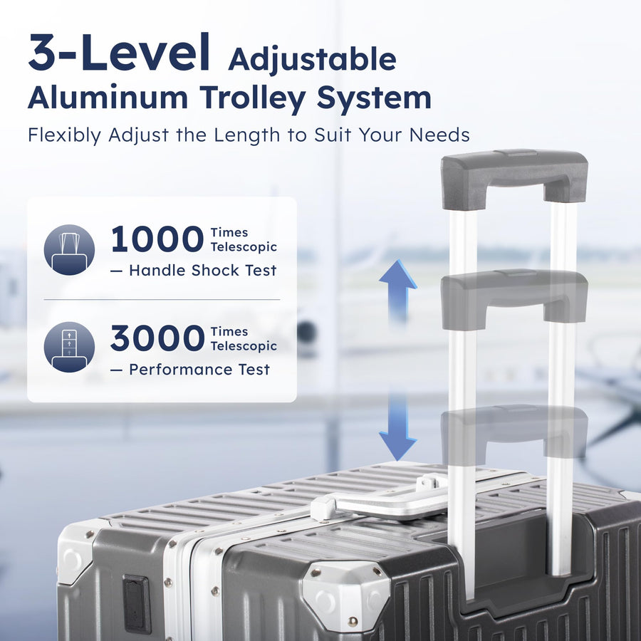 ALPHA CAMP Luggage with Aluminum Frame Zipperless Suitcase