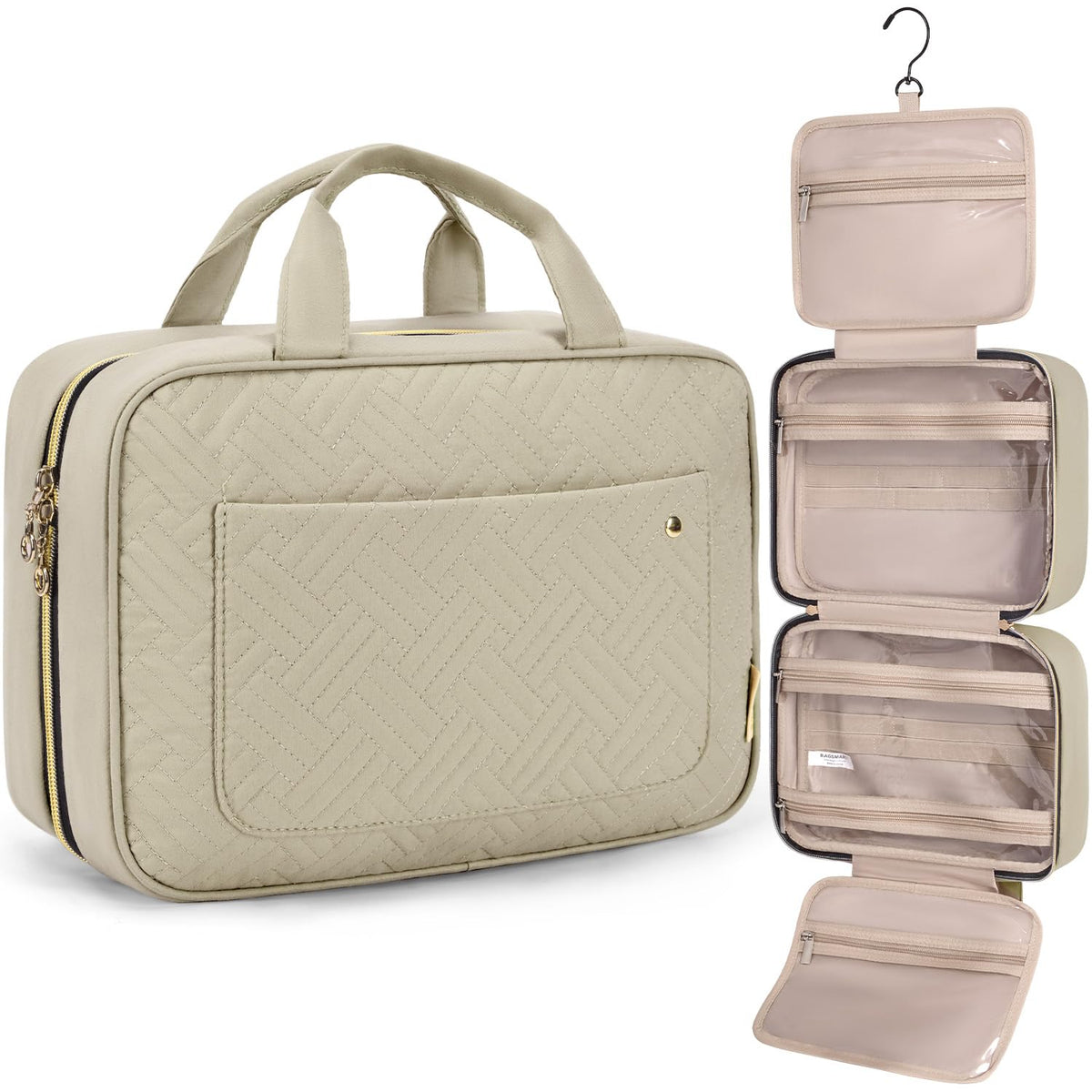 Water-Resistant Hanging Toiletry Bag with Full-Size Storage