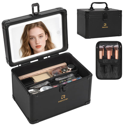 Travel Makeup Case with Built-In LED Mirror