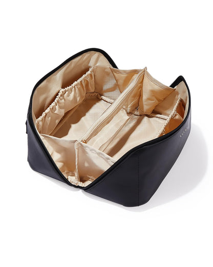Large Flat-Open Travel Makeup Bag in Waterproof PU Leather