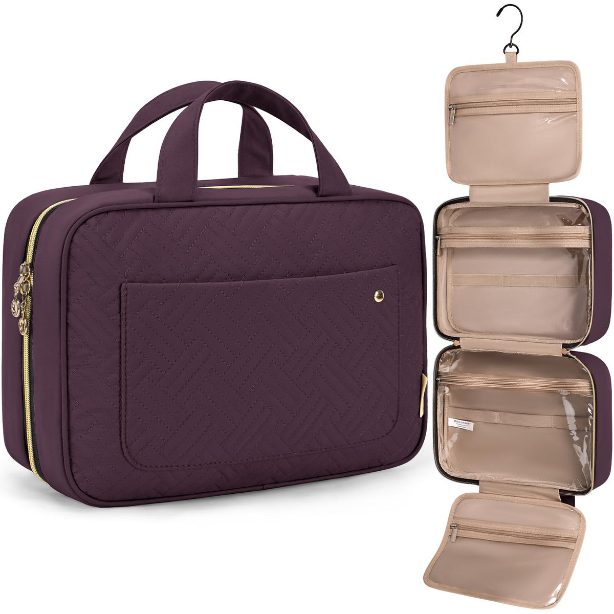 Water-Resistant Hanging Toiletry Bag with Full-Size Storage