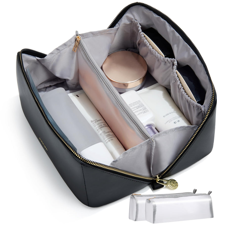 Wide-Open Travel Makeup Bag with Organized Compartments