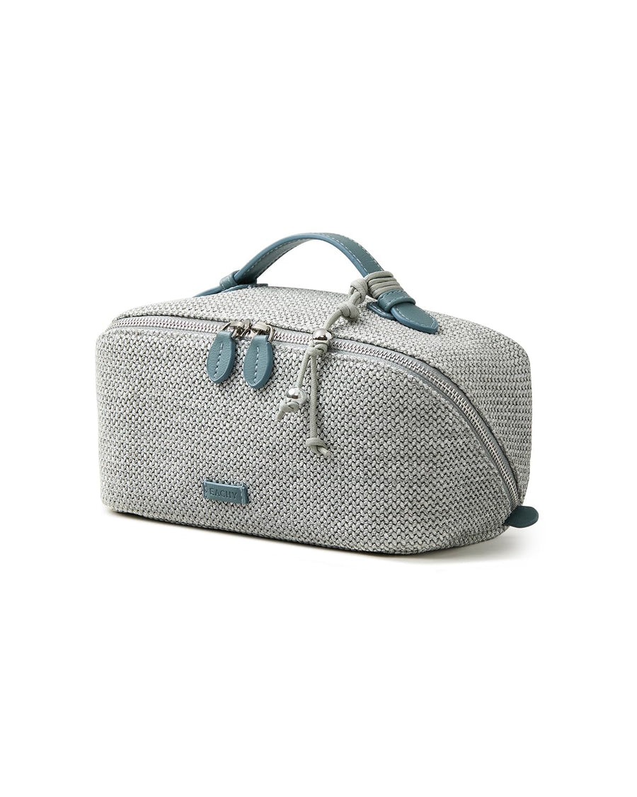 Large Flat-Open Travel Makeup Bag in Waterproof PU Leather