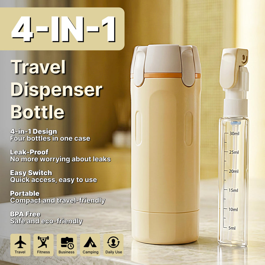 4-in-1 Leakproof Refillable Travel Pump Bottle Set