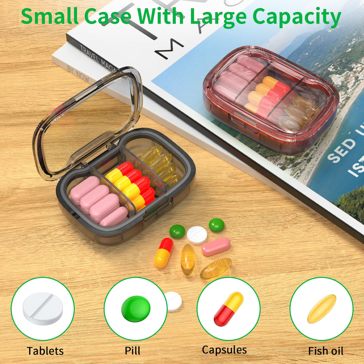 Moisture-Proof Travel Pill Case for Pocket or Purse