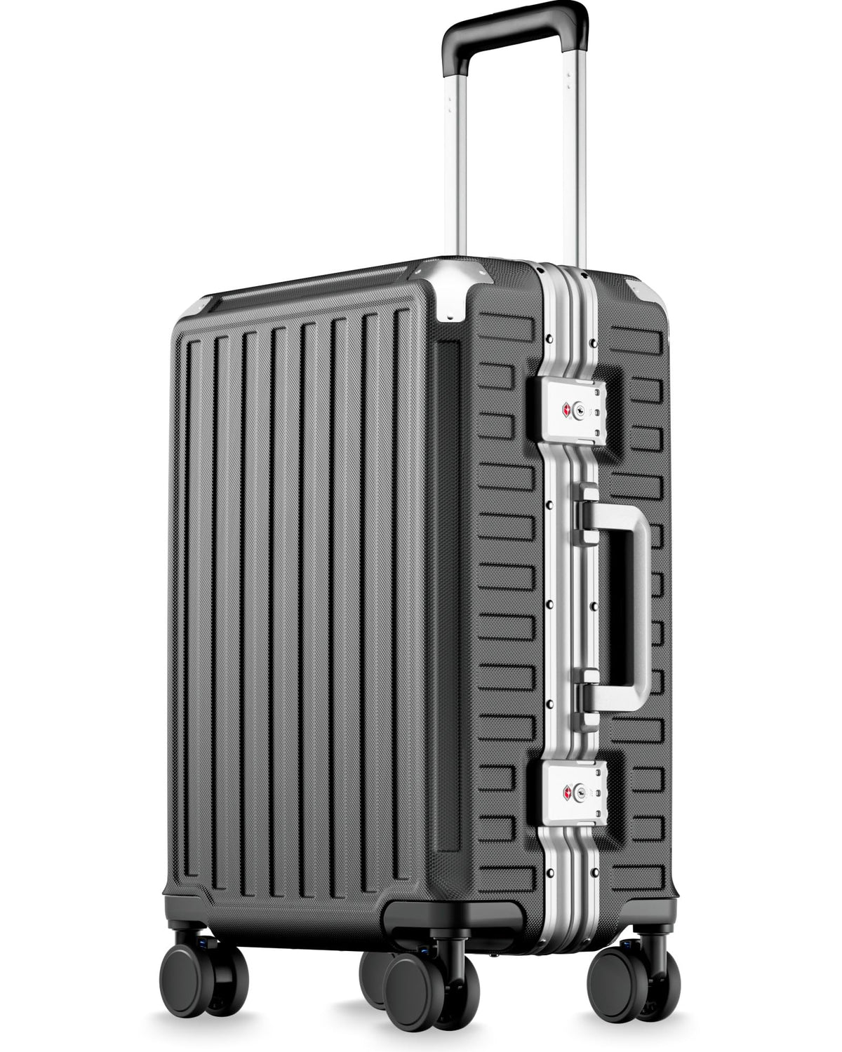 LUGGEX Carry On Zipperless Suitcase, Aluminum Frame, Charcoal Metallic, 20"