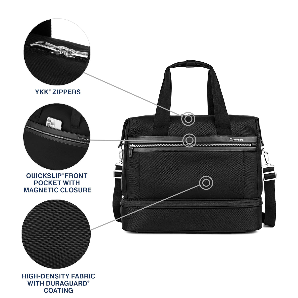 Travelpro Platinum Elite Carry on Soft Travel Drop-Bottom Weekender Bag, Overnight, Men and Women