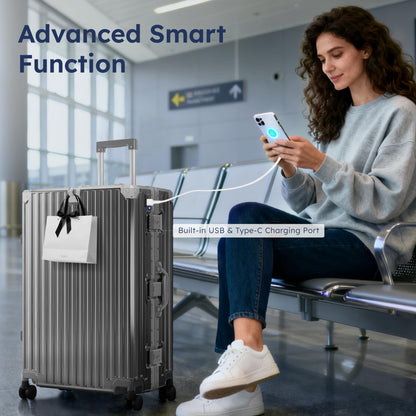 ALPHA CAMP Luggage with Aluminum Frame Zipperless Suitcase