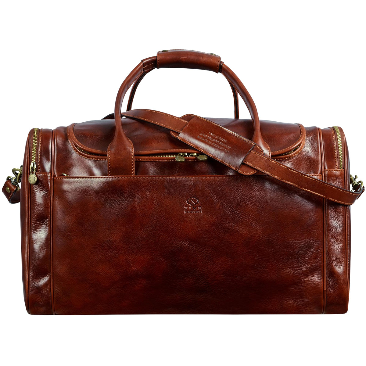 Leather Duffel Bag Weekend Bag Gym Large Travel Bag - Time Resistance