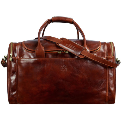 Leather Duffel Bag Weekend Bag Gym Large Travel Bag - Time Resistance