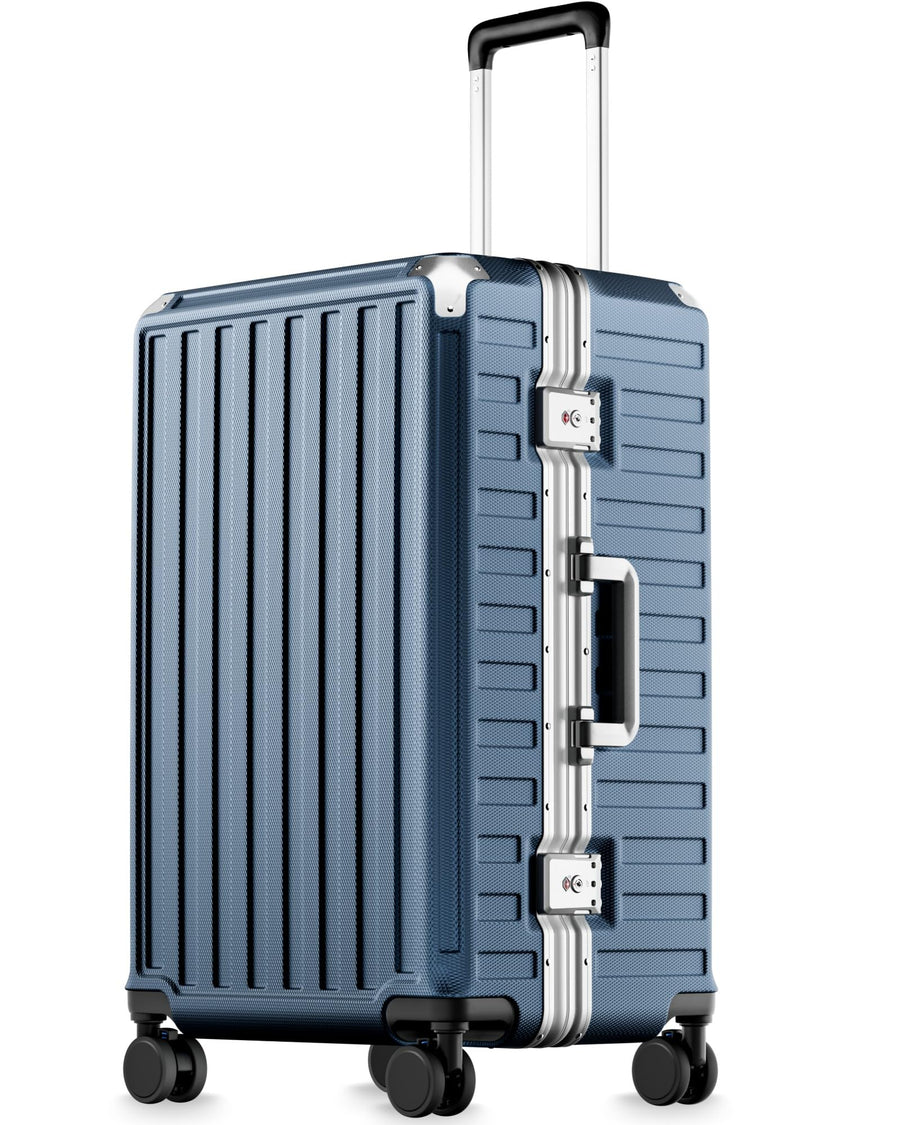 LUGGEX Carry On Zipperless Suitcase, Aluminum Frame, Charcoal Metallic, 20"