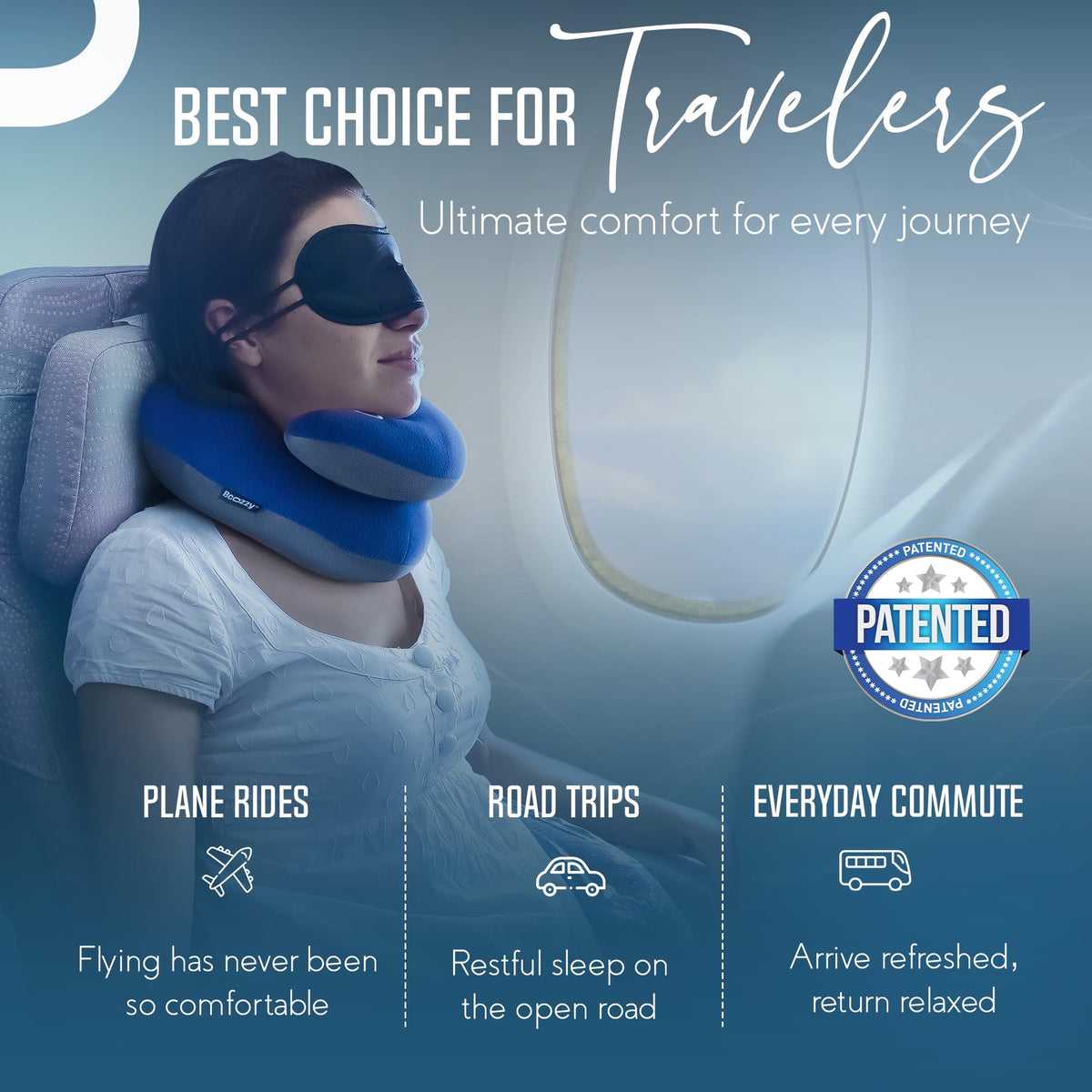 BCOZZY Travel Neck Pillow for Airplane, Head & Chin Support, Parent