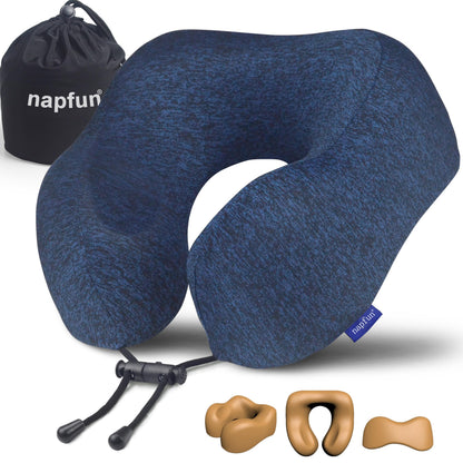 napfun Neck Pillow for Travel, Memory Foam Airplane Pillow