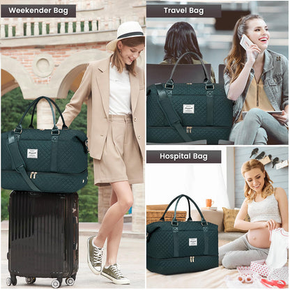 LOVEVOOK Travel Duffle Bag,Weekender Bags for Women with Shoe Compartment