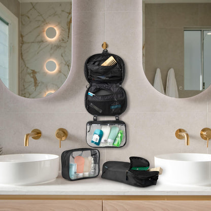 3-Piece Travel Toiletry Bag Set with Organized Storage