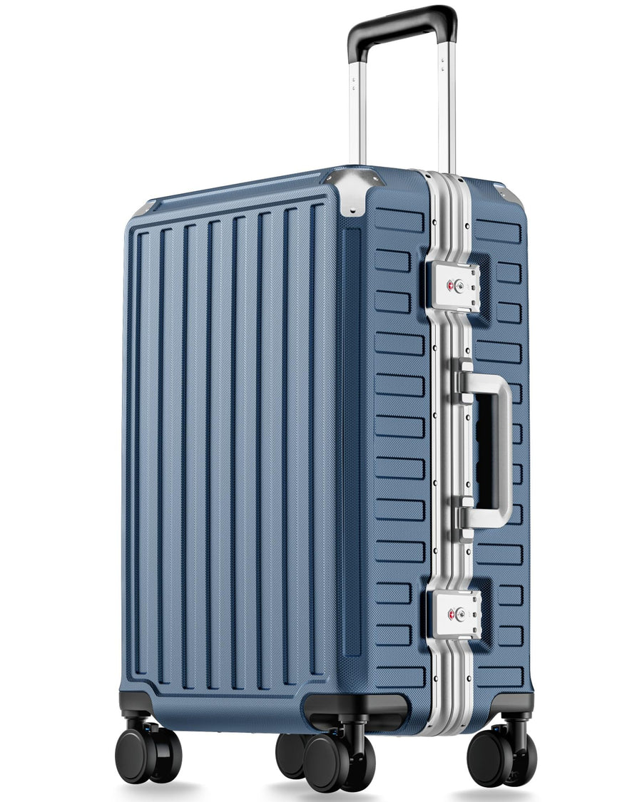 LUGGEX Carry On Zipperless Suitcase, Aluminum Frame, Charcoal Metallic, 20"