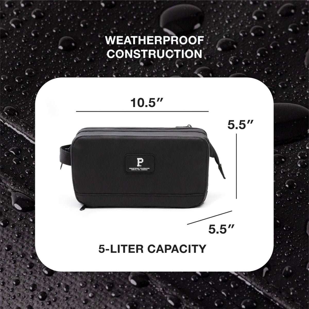 5L Weatherproof Travel Dopp Kit with Easy-Access Top