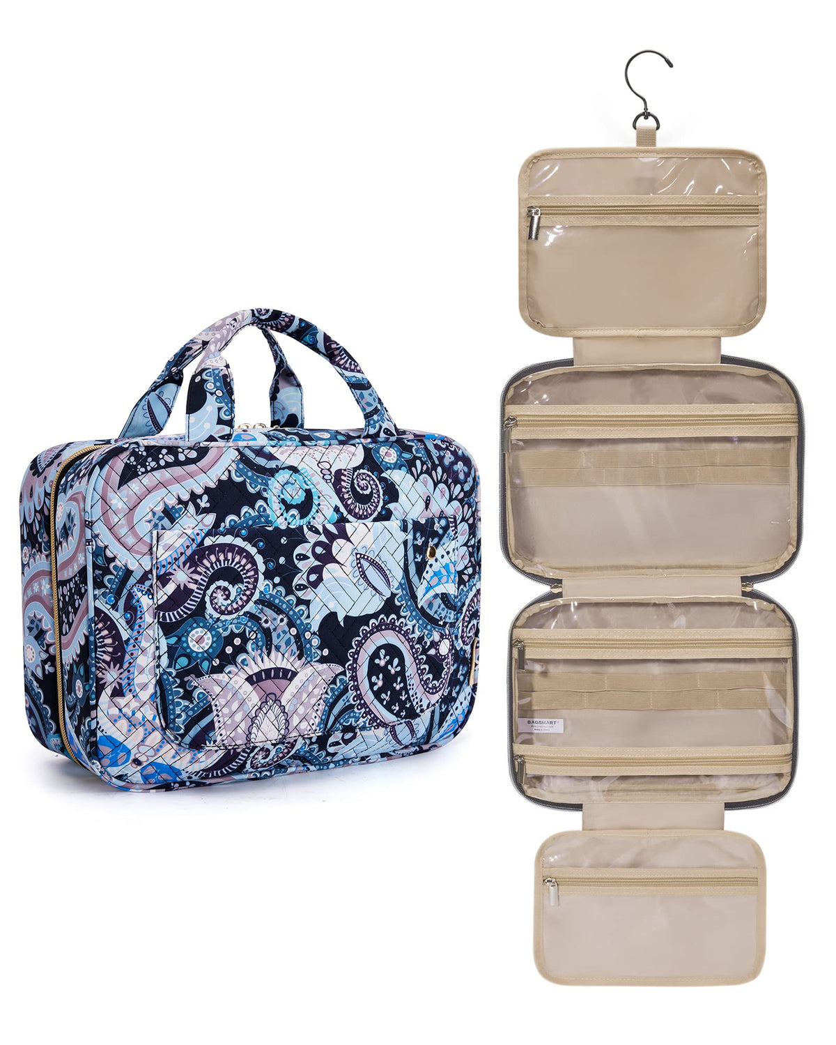Water-Resistant Hanging Toiletry Bag with Full-Size Storage