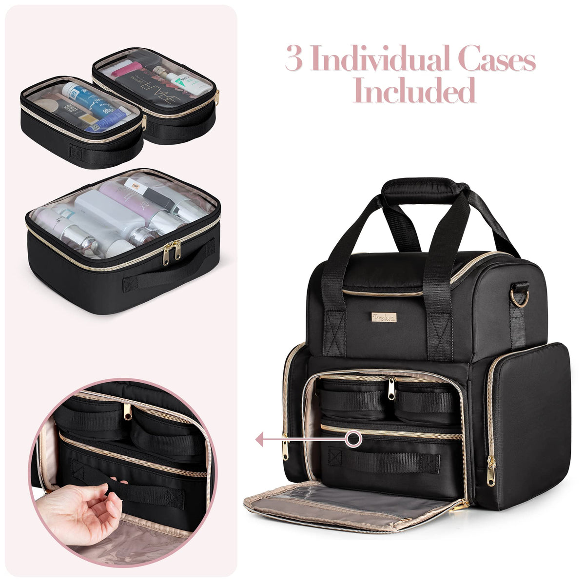 Large Double-Layer Travel Cosmetic Organizer Bag