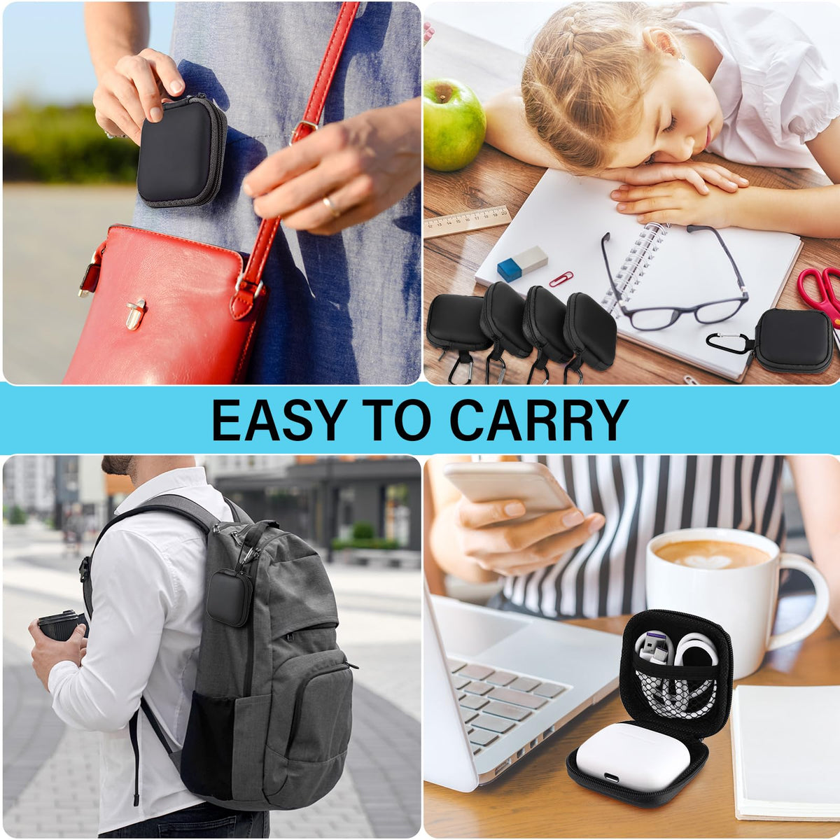 Paterr Square Earbud Case Pouch Bulk with Clip