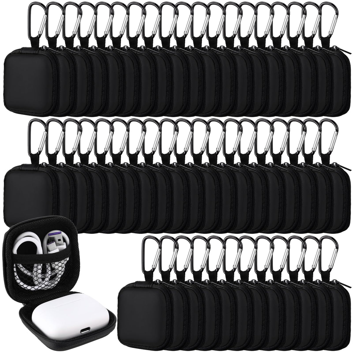 Paterr Square Earbud Case Pouch Bulk with Clip