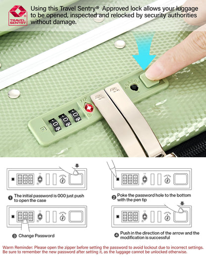 Hanke 16 20 24 26 Inch Carry On Suitcase PC Hardshell Luggage Top Open Aluminum Frame Rolling Suitcases with Wheels Travel Luggage for Womem Men
