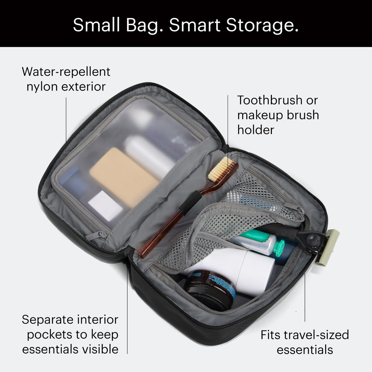 Water-Repellent Travel Cosmetics Bag with Organized Storage