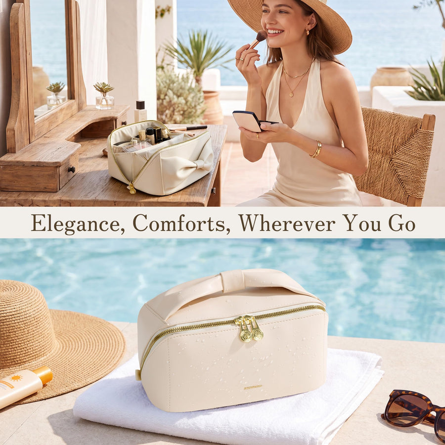 Wide-Open Travel Makeup Bag with Organized Compartments