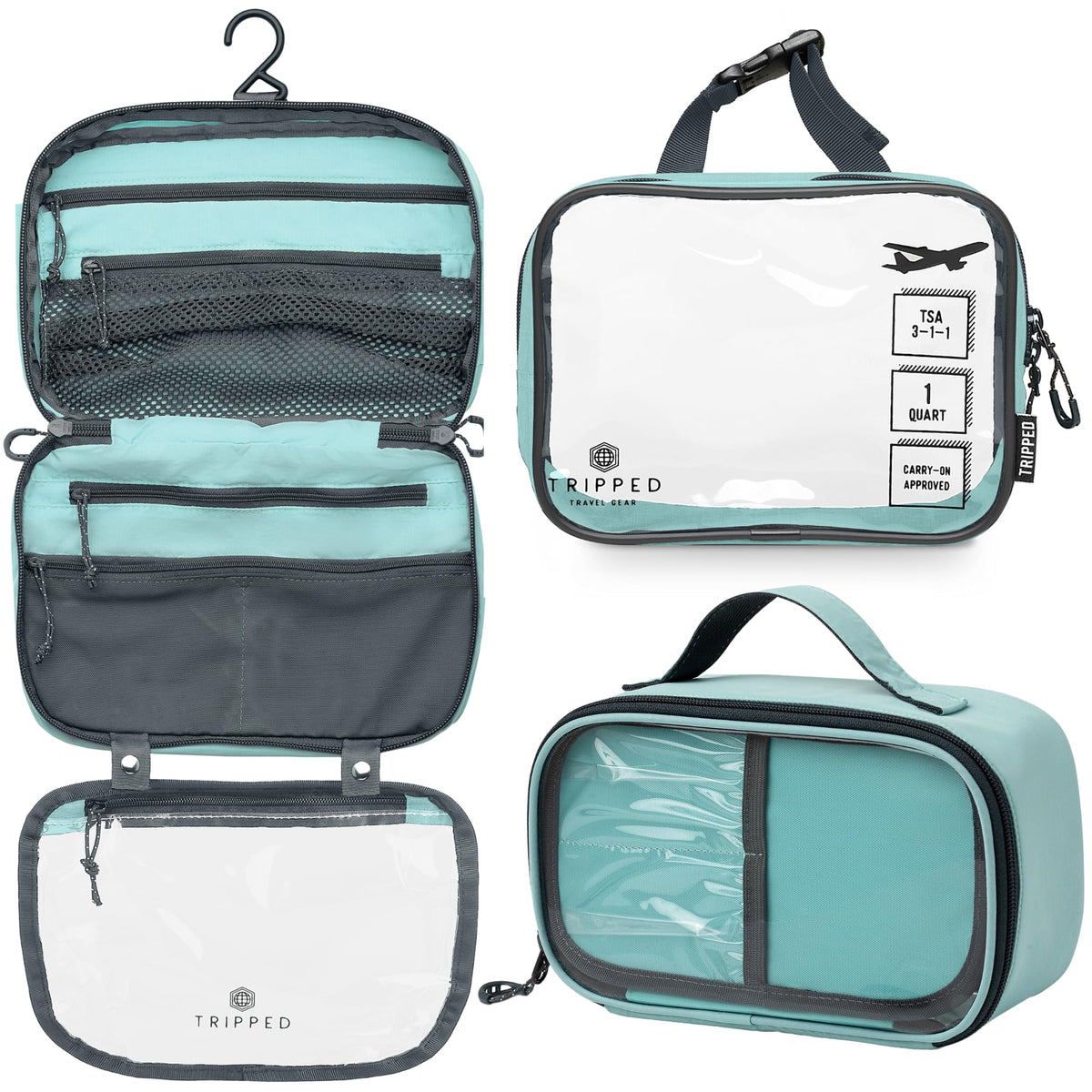 3-Piece Travel Toiletry Bag Set with Organized Storage