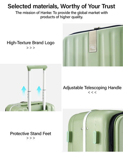 Hanke 16 20 24 26 Inch Carry On Suitcase PC Hardshell Luggage Top Open Aluminum Frame Rolling Suitcases with Wheels Travel Luggage for Womem Men
