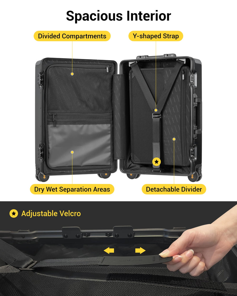LEVEL8 Zipperless Luggage Hardshell Suitcases with Spinner Wheels