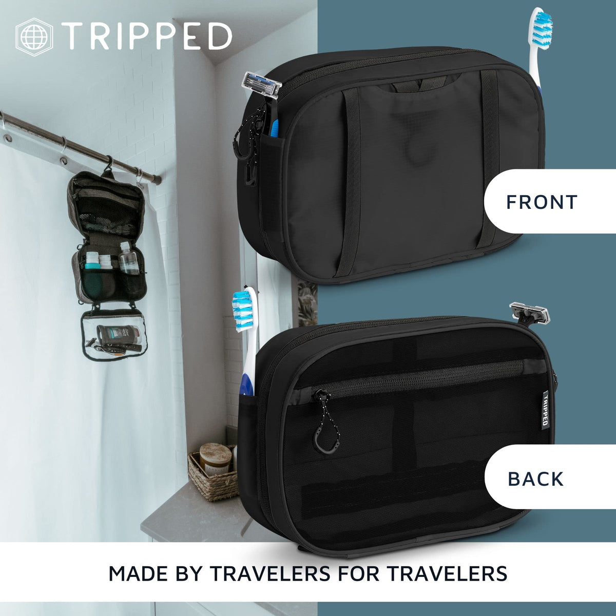 3-Piece Travel Toiletry Bag Set with Organized Storage
