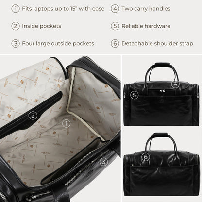 Leather Duffel Bag Weekend Bag Gym Large Travel Bag - Time Resistance