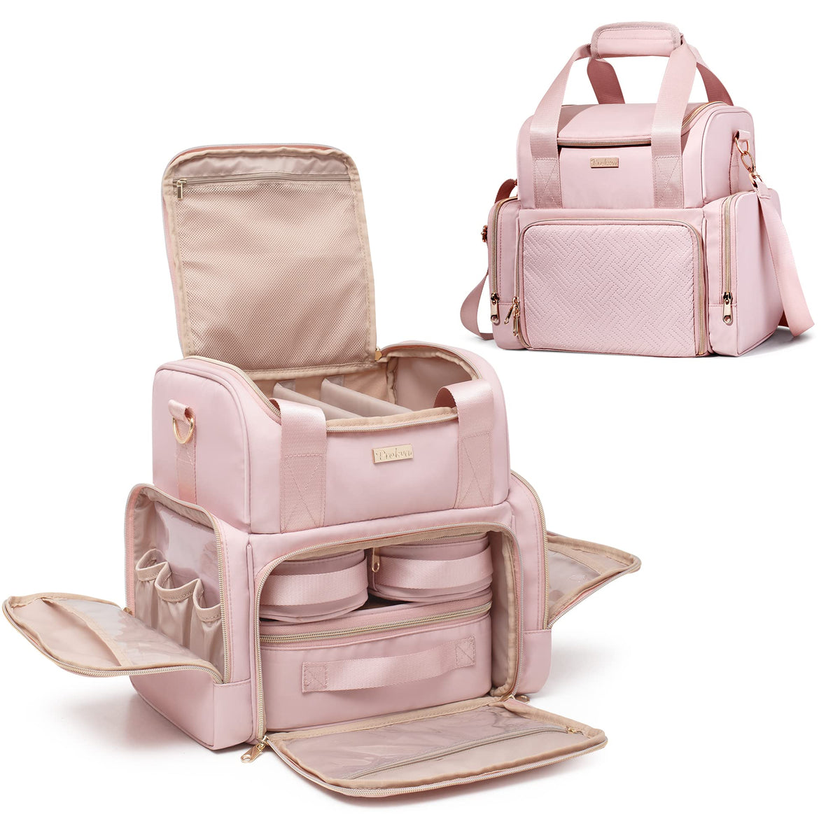 Large Double-Layer Travel Cosmetic Organizer Bag
