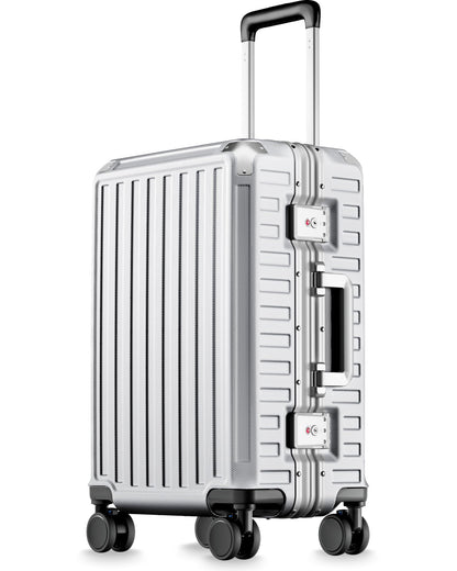 LUGGEX Carry On Zipperless Suitcase, Aluminum Frame, Charcoal Metallic, 20"
