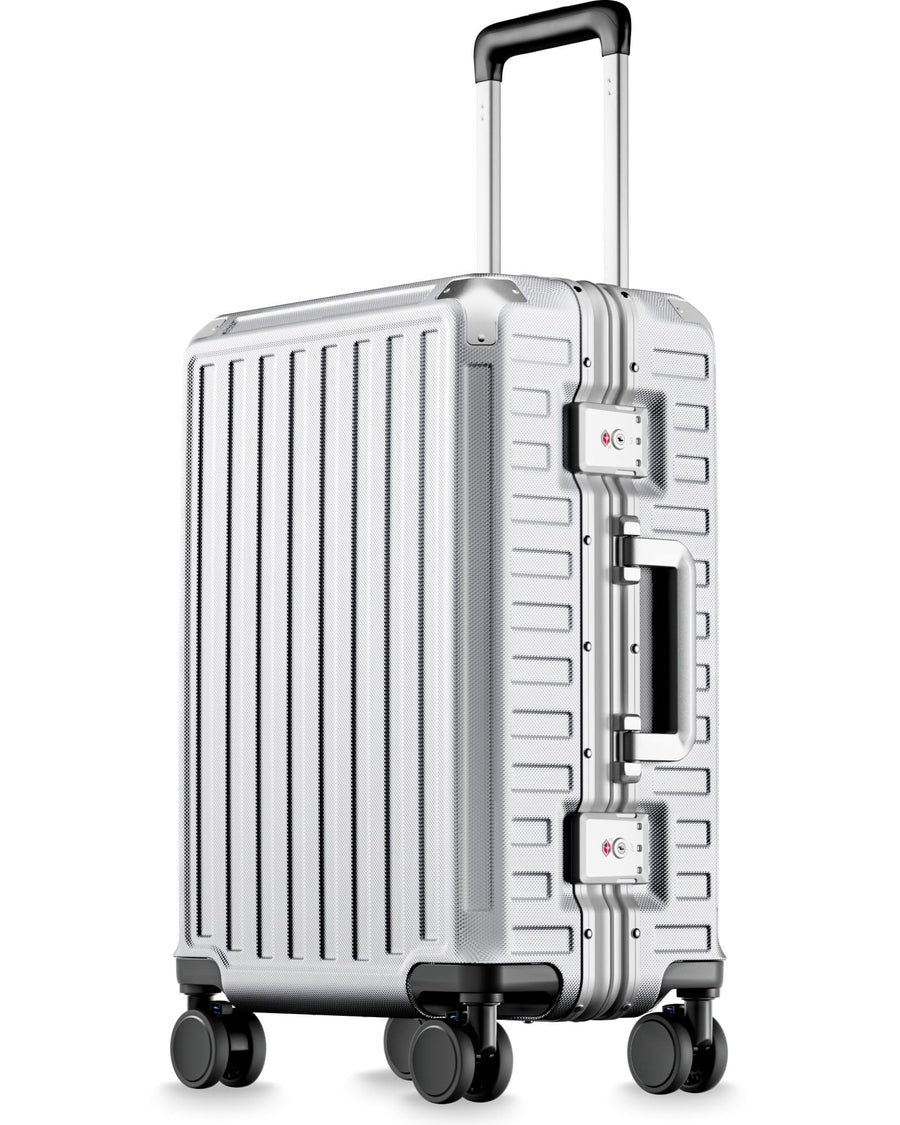LUGGEX Carry On Zipperless Suitcase, Aluminum Frame, Charcoal Metallic, 20"