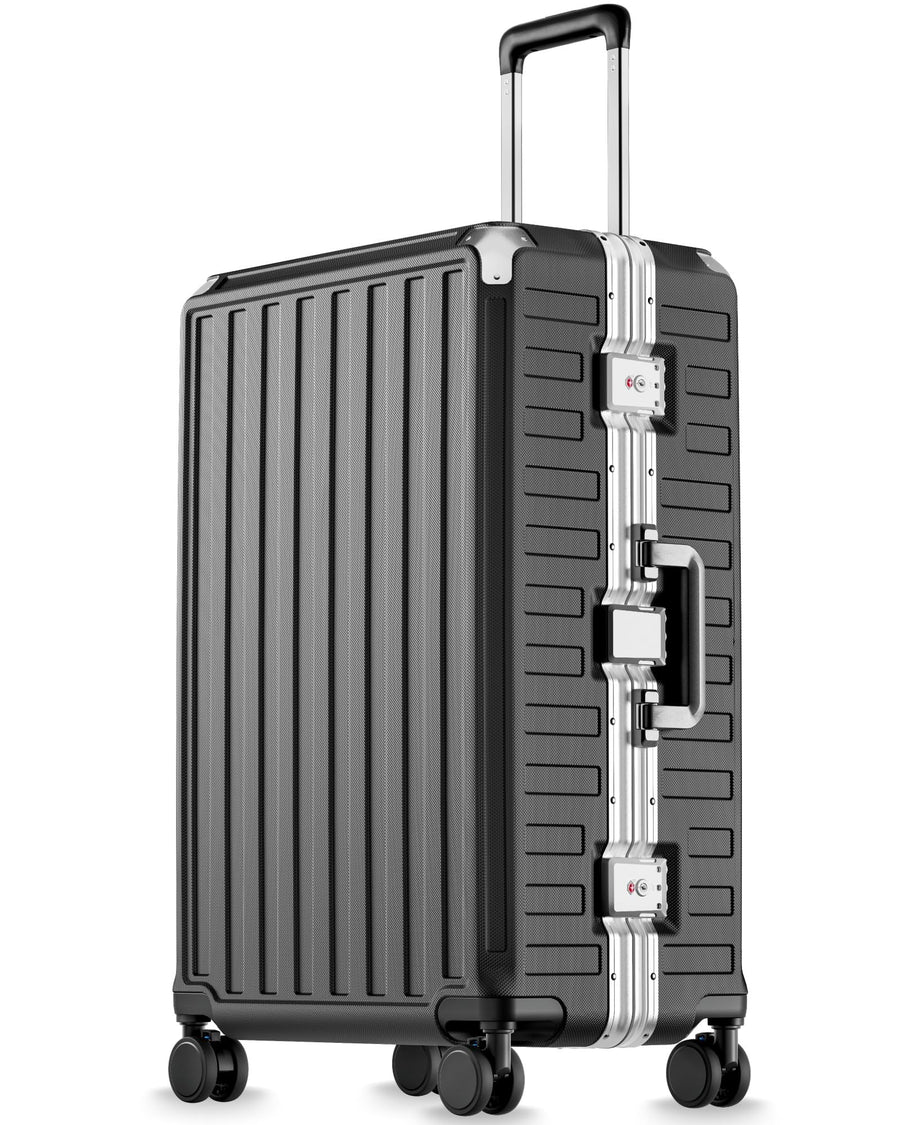 LUGGEX Carry On Zipperless Suitcase, Aluminum Frame, Charcoal Metallic, 20"