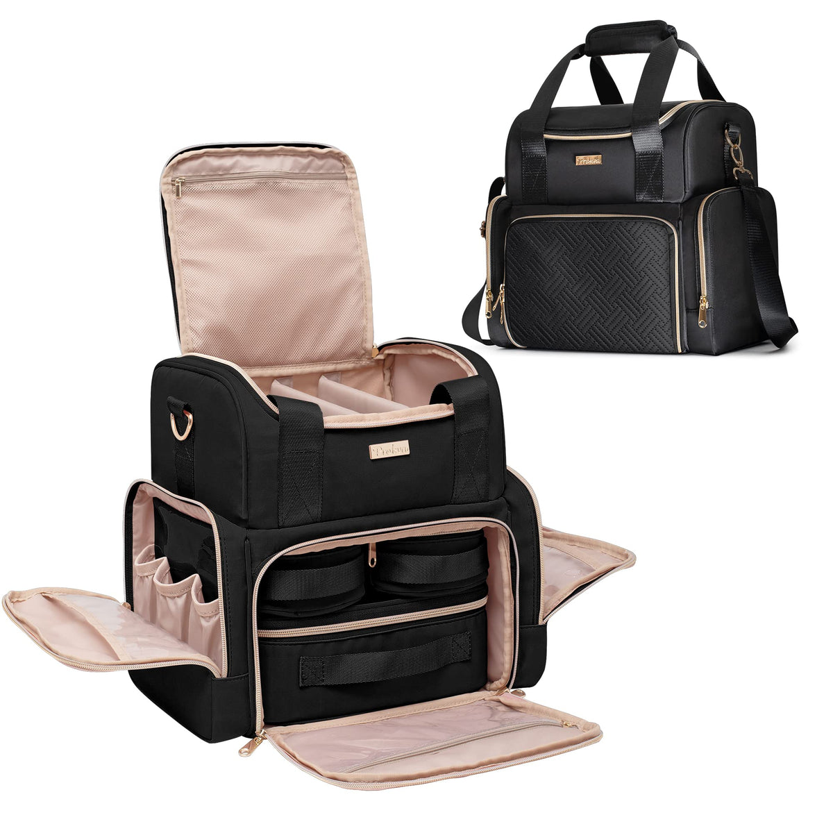 Large Double-Layer Travel Cosmetic Organizer Bag