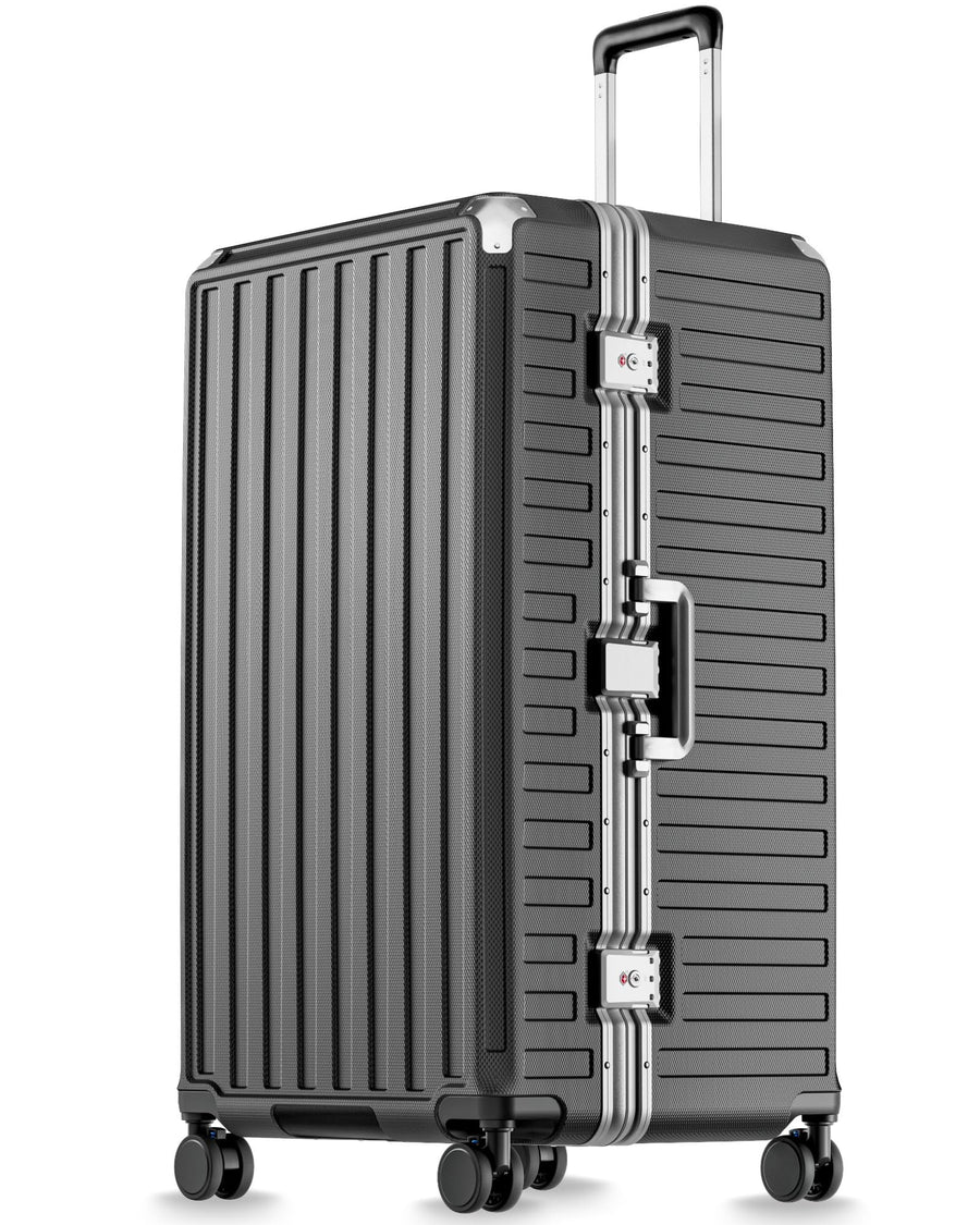 LUGGEX Carry On Zipperless Suitcase, Aluminum Frame, Charcoal Metallic, 20"